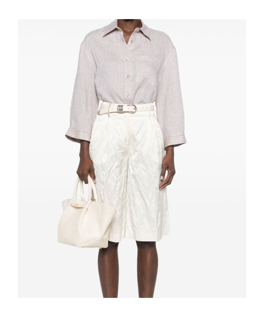 Peserico Beige Linen Shirt With Classic Collar
