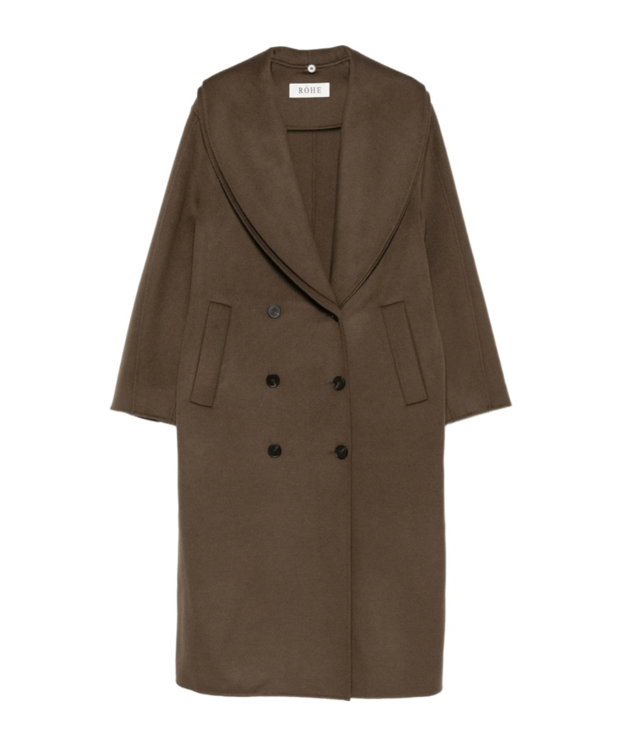 Rohe Double-breasted Shawl-collar Coat In Brown