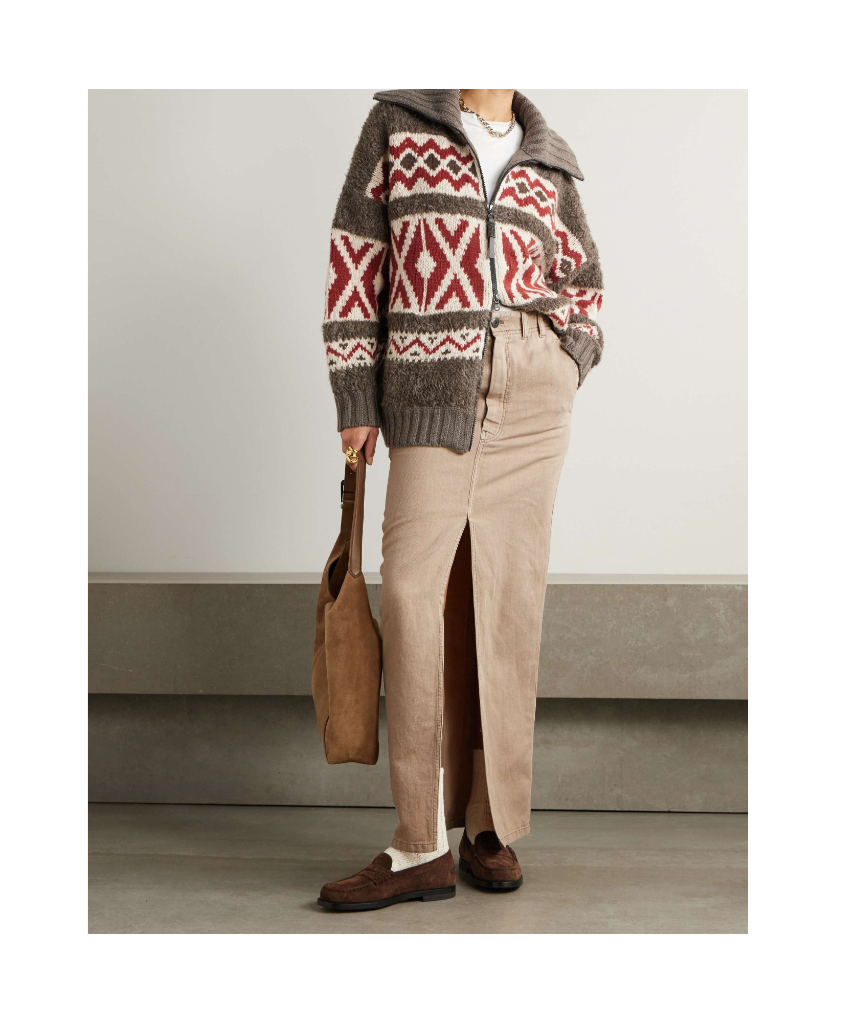 Brunello Cucinelli Monili Bead-embellished Skirt In Nude