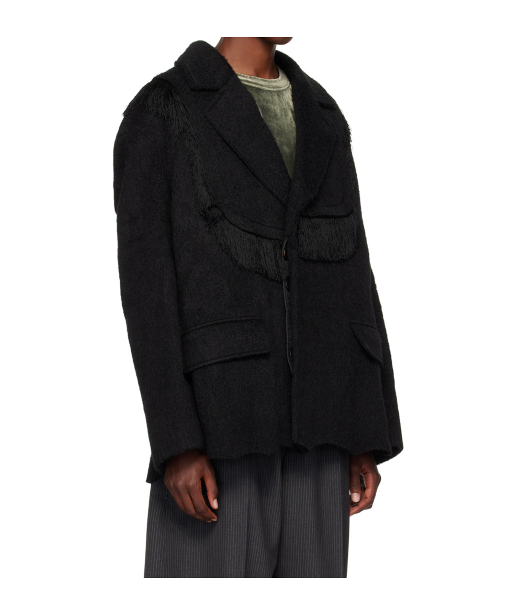 Andersson Bell Black Zibeline Shaggy Wool Coat In Black