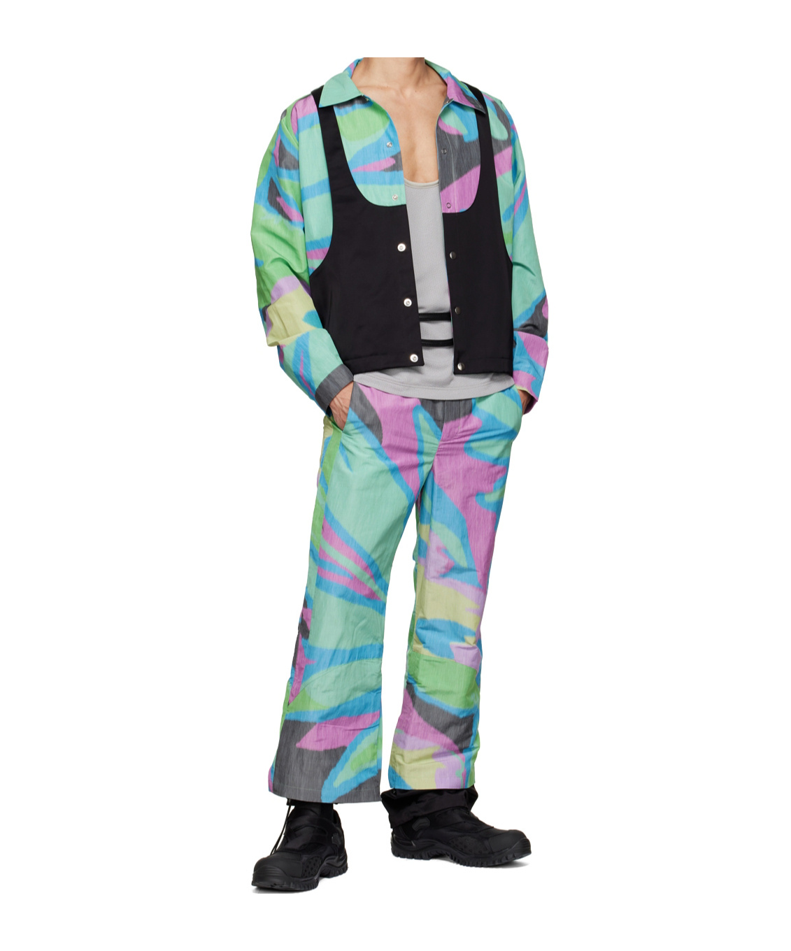 Kiko Kostadinov Green Elio Gaiter Trousers In Multi