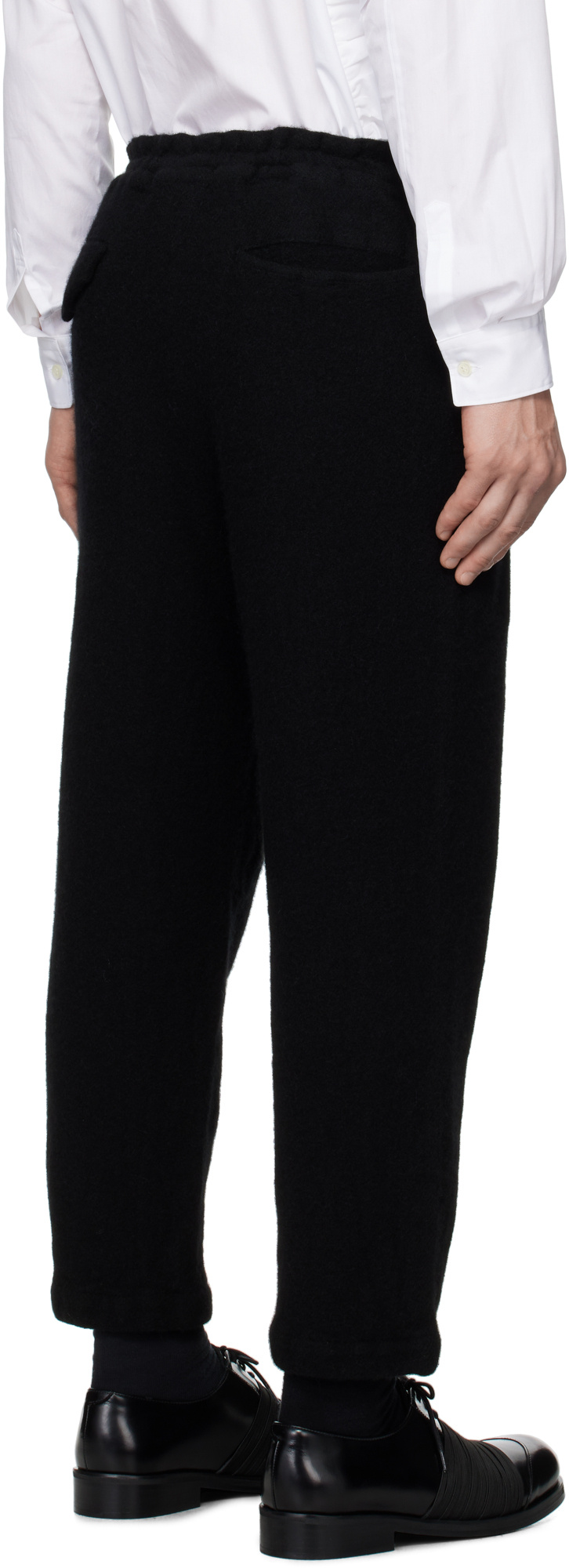 Comme Des Garçons Black Tapered Wool Trousers