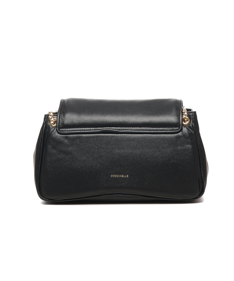 Coccinelle C-me Fluffy Chain Linked Shoulder Bag In Black