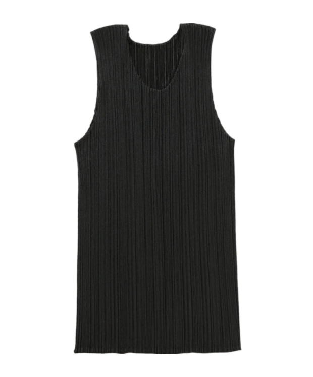 Issey Miyake Pleated Tank Top In Black