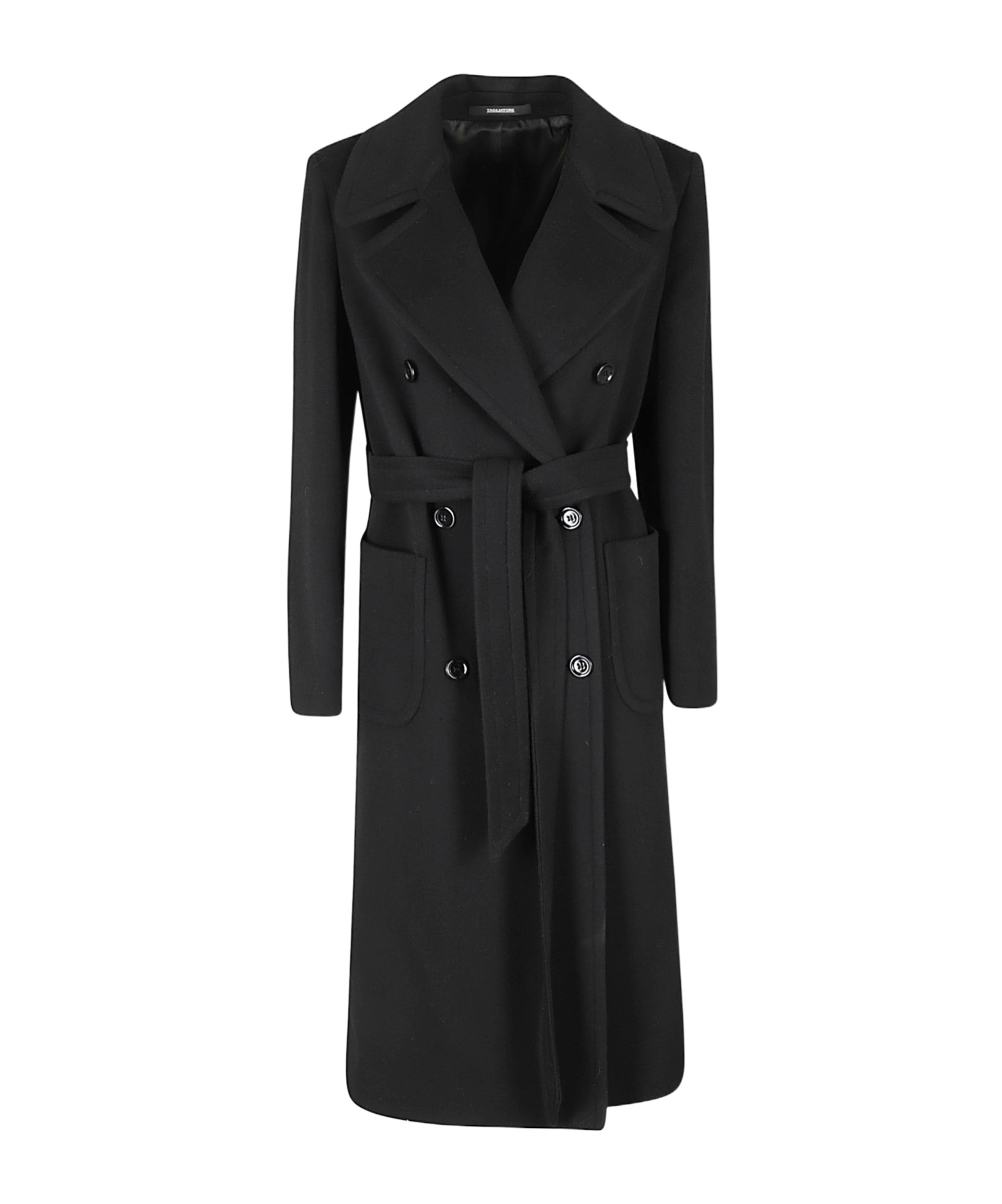 Tagliatore Belted Double-breasted Maxi Coat In Black