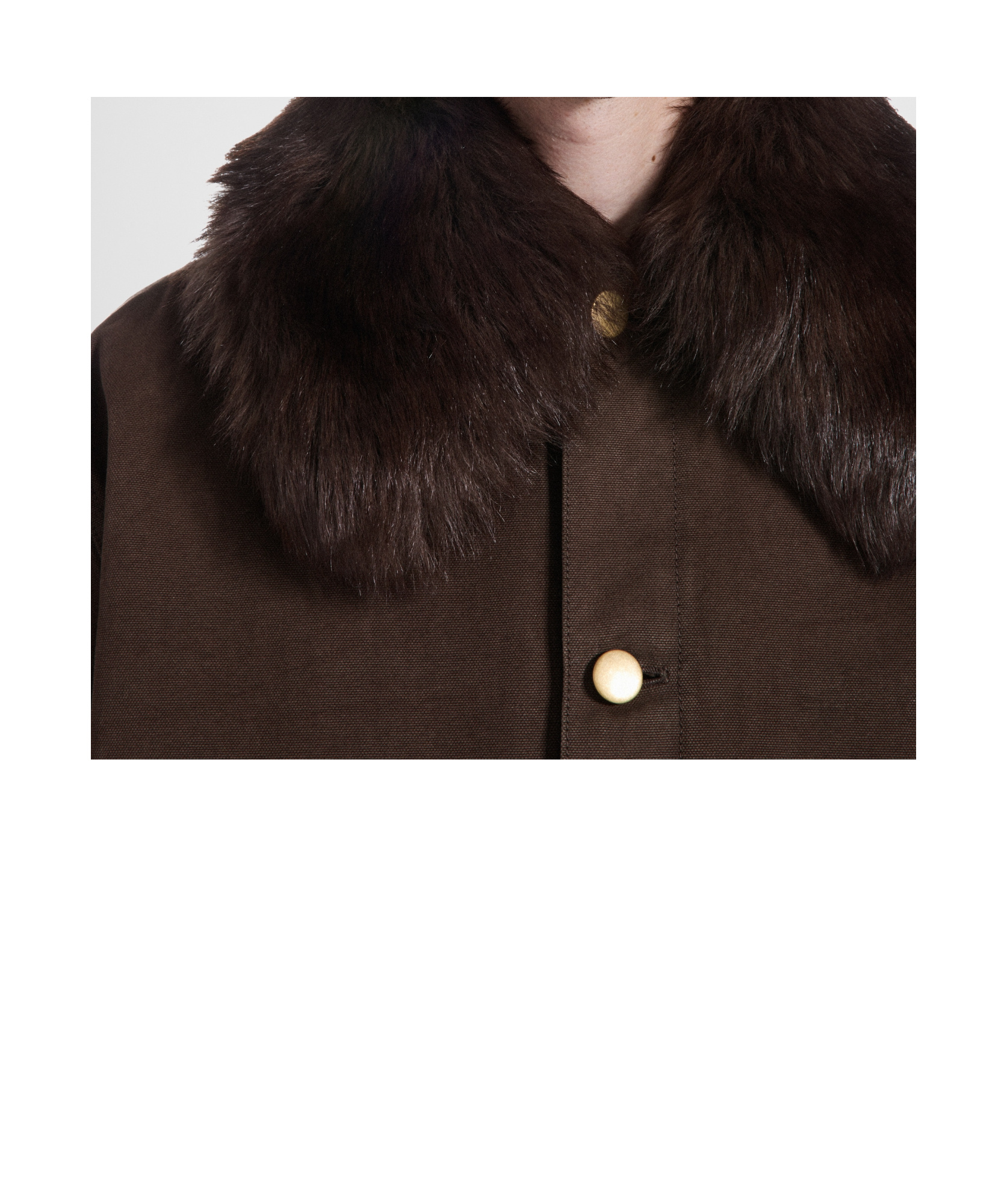 Prada Cotton Shearling-collar Jacket In Brown