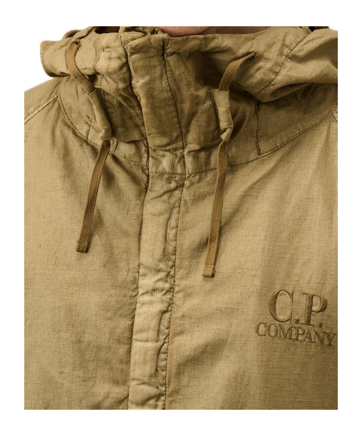 C.p. Company Men S Lino Wax Goggle Jacket Tree House In Brown