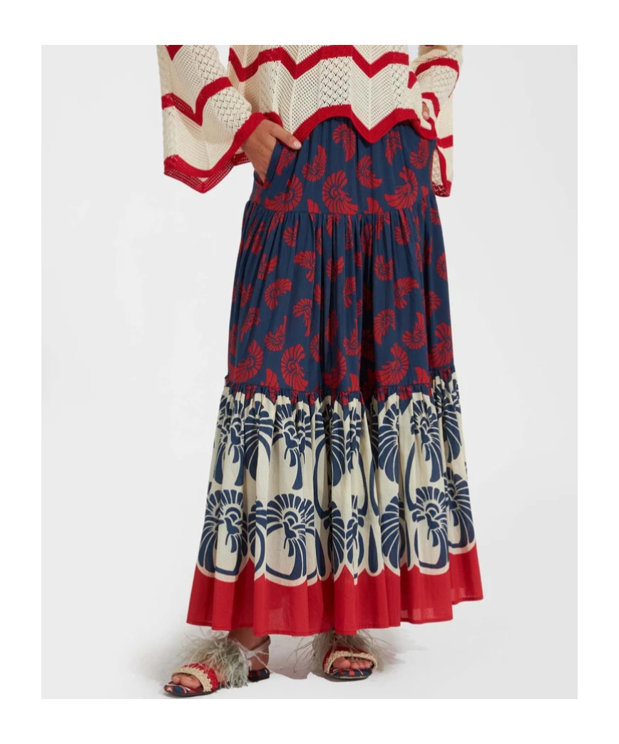 La Doublej Big Floral-print Maxi Skirt In Blue