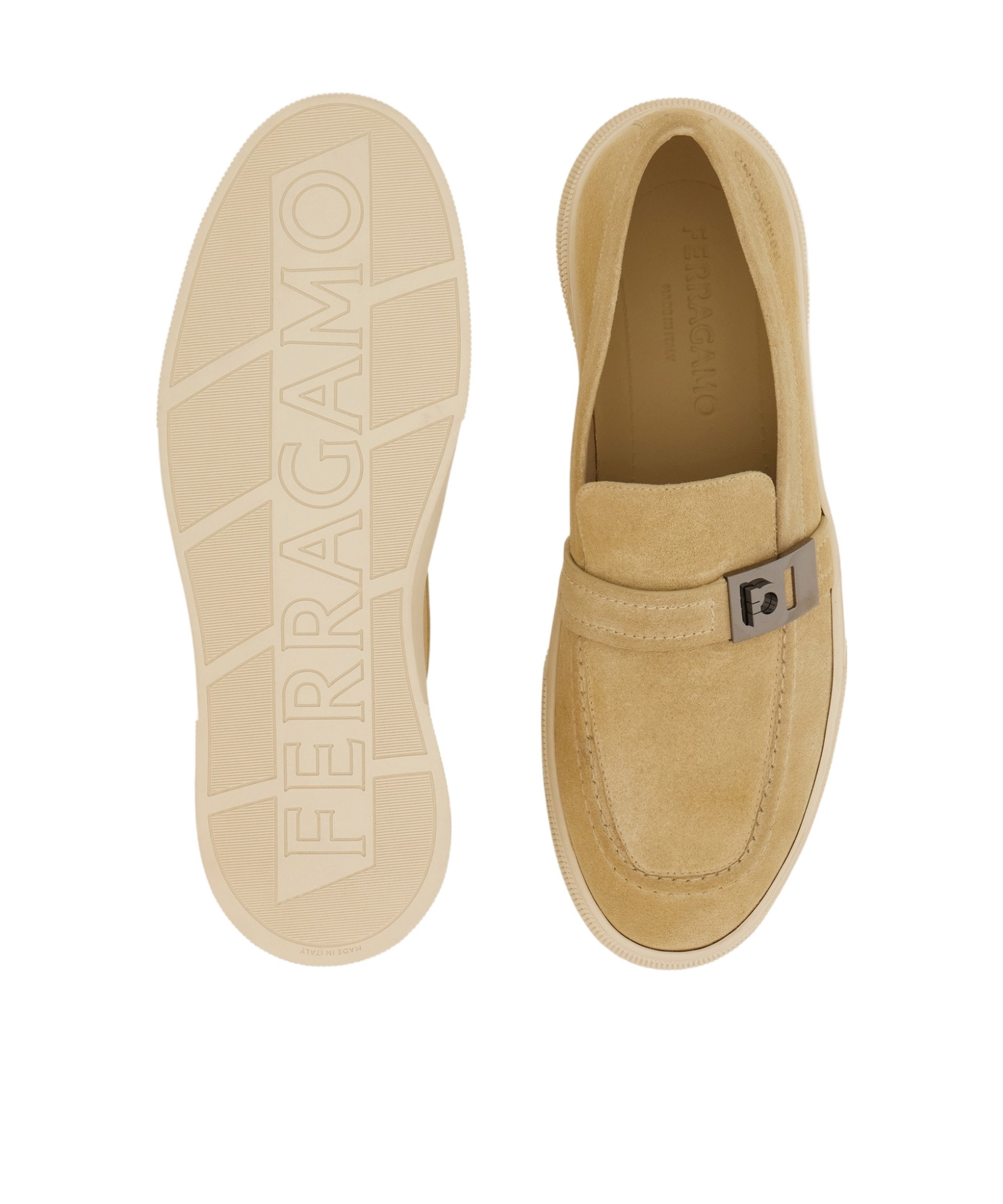 Shop Ferragamo Hulk Buckle Hybrid Sneakers In Nude