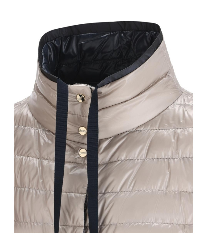 Herno Funnel Neck Reversible Puffer Jacket In Black