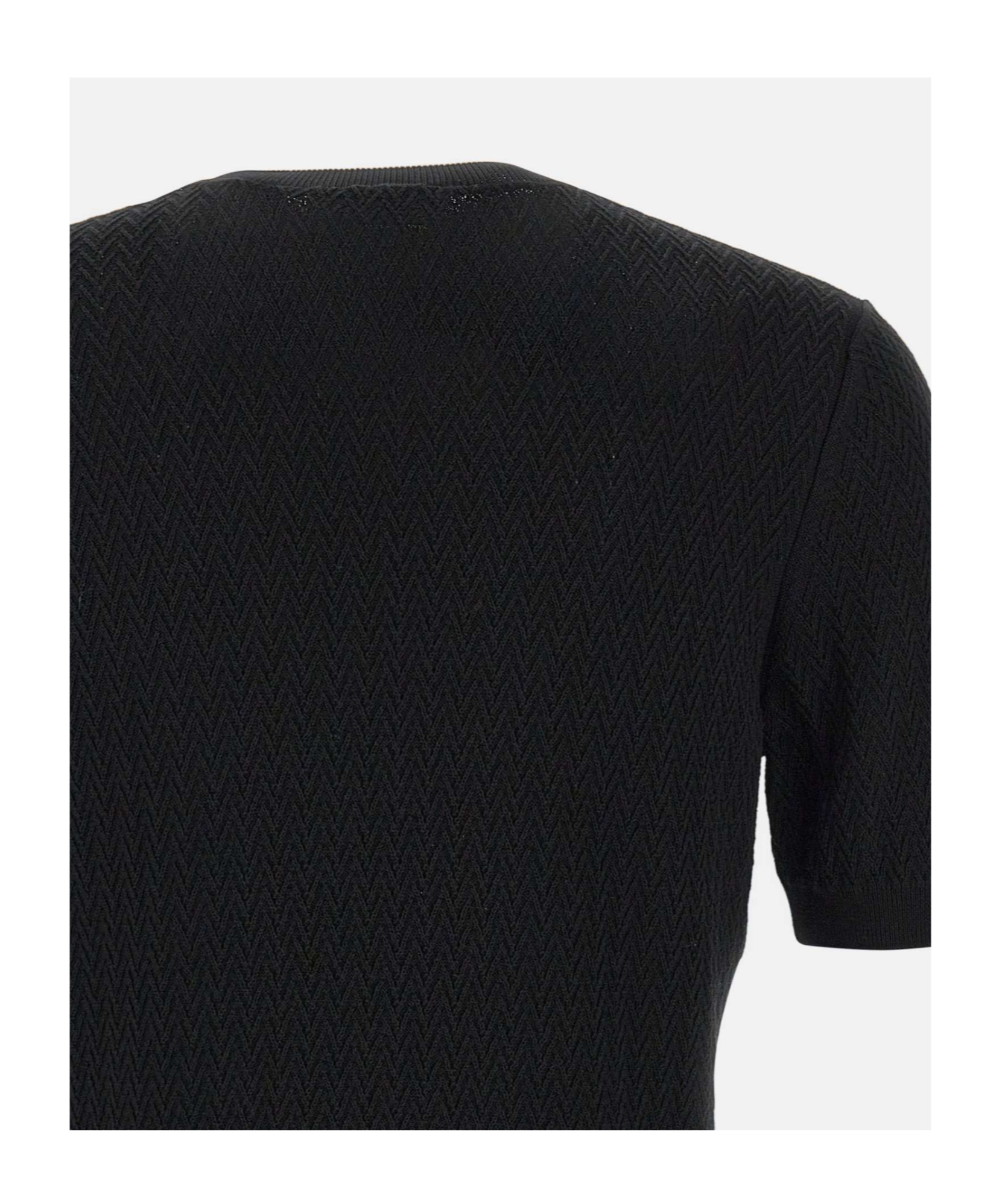 Gran Sasso Chevron-knit Short-sleeve Top In Black