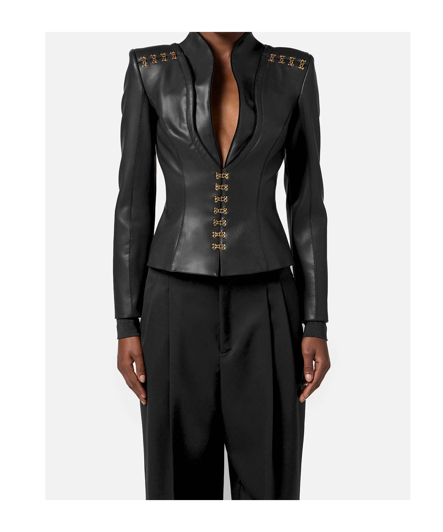Elisabetta Franchi Jacket With Jewel Clasps In Black