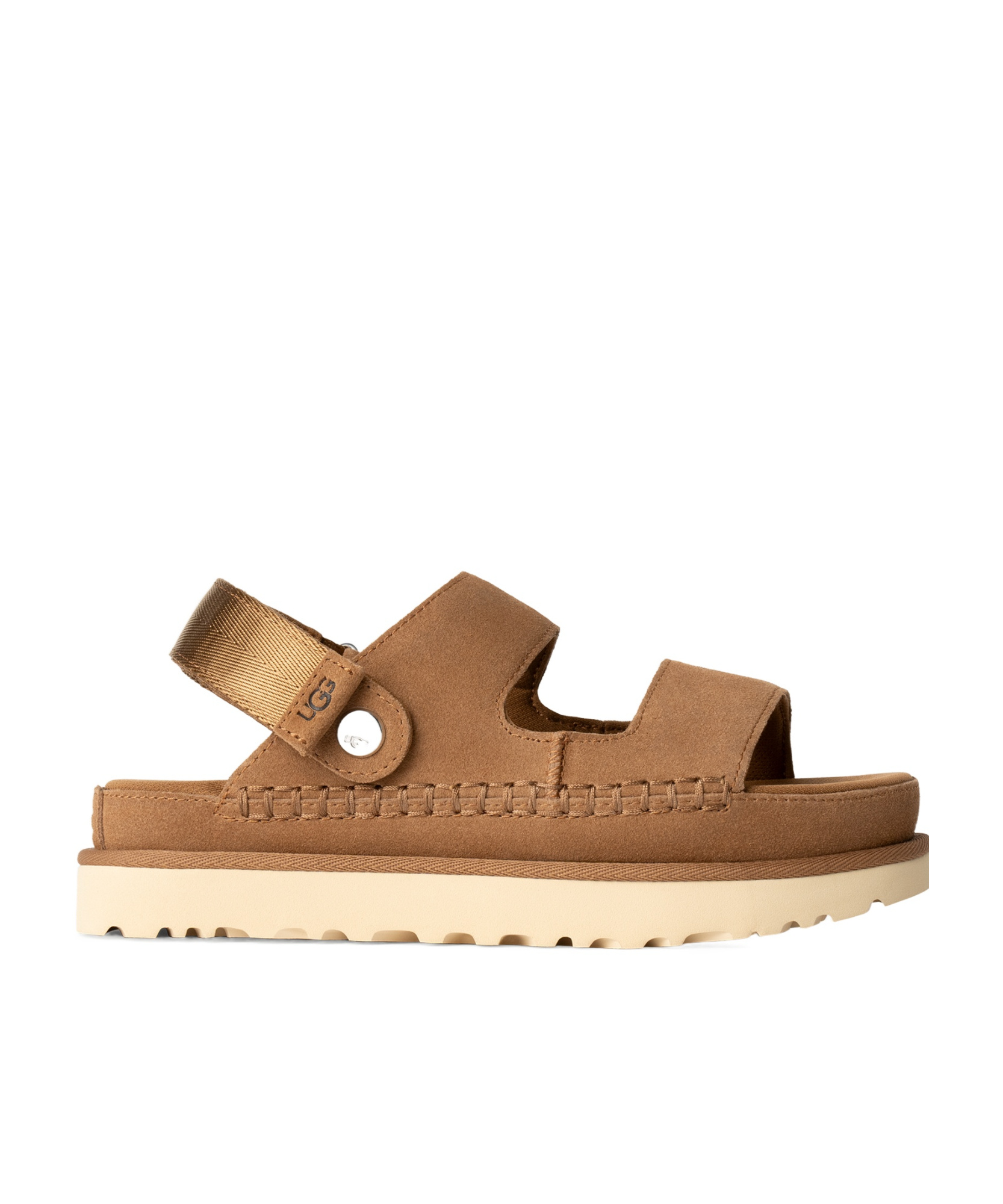 Ugg Goldenstar Glide Suede Flatform Sandals In Maroon