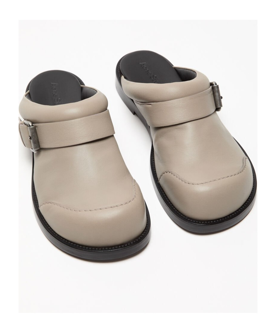 Acne Studios 20mm Leather Mules W/ Buckle Strap In Nude