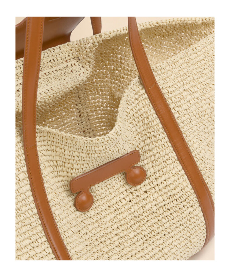 Marni Medium Natural Raffia-effect Trunkaroo Beach Bag In Natural Color