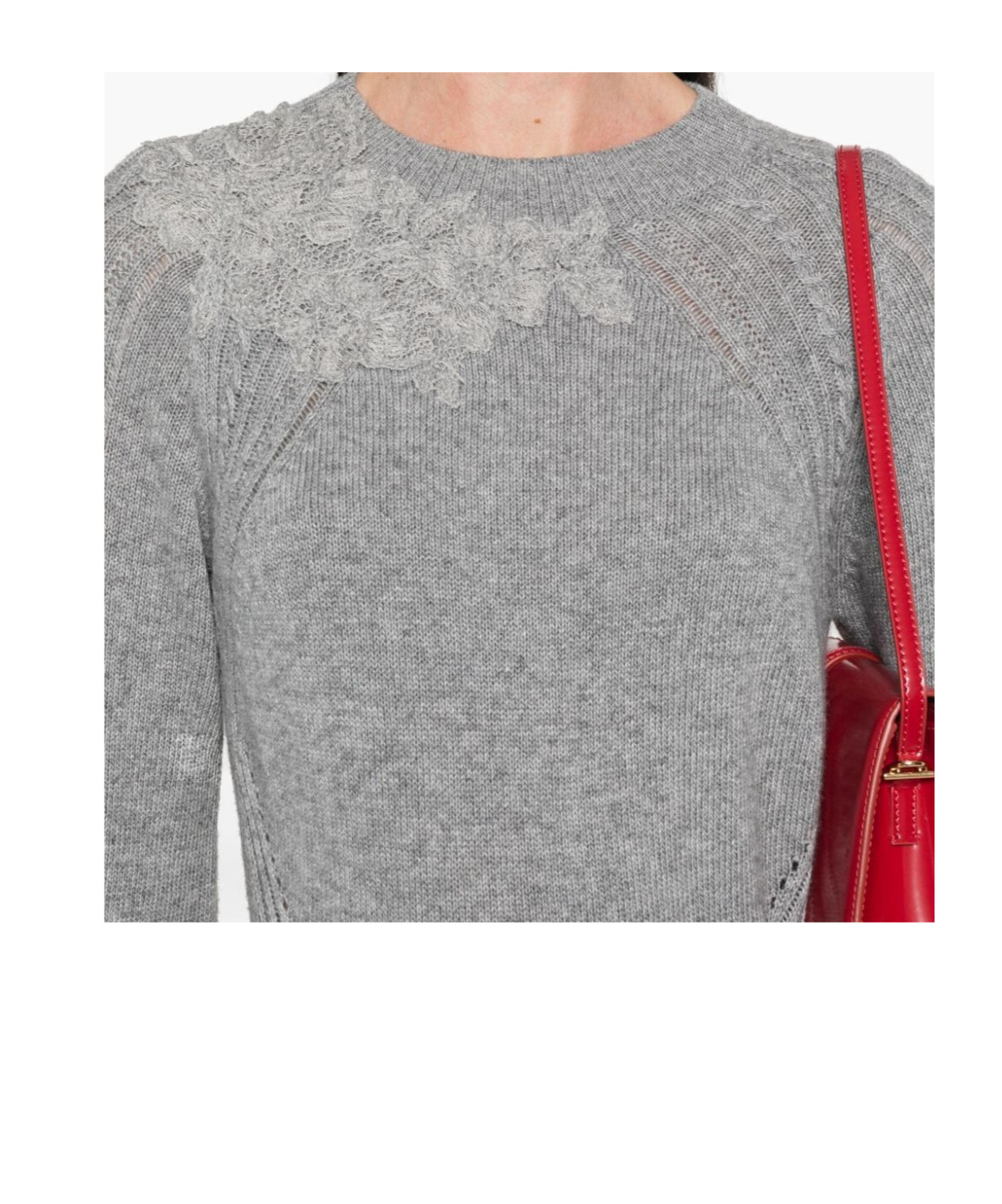 Ermanno Scervino Lace-embroidered Sweater In Gray