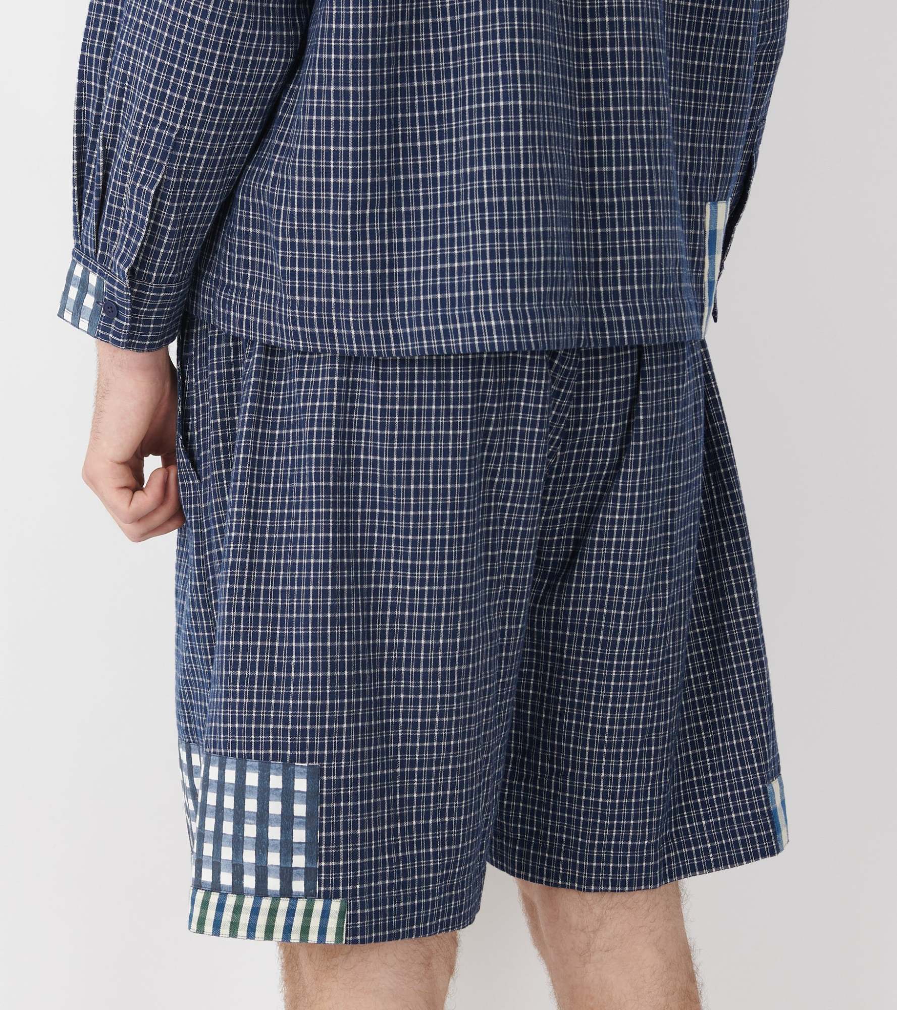 Story Mfg. Bridge Shorts Indigo Picnic Handloom In Blue