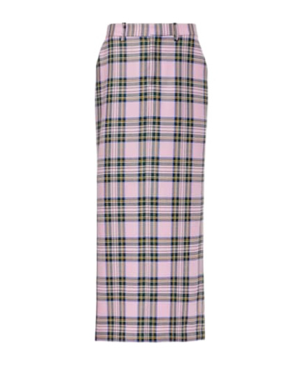 Area Plaid Wool Midi Skirt In Multi