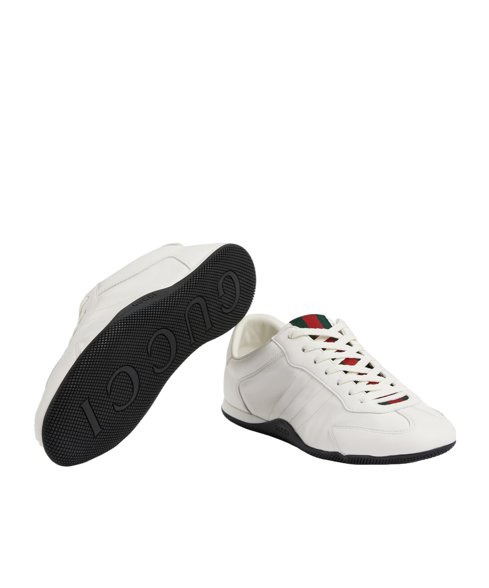Gucci Shift Leather Sneakers In White