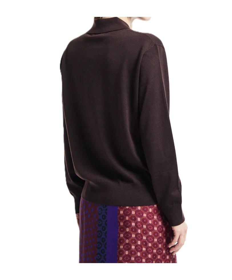 Dries Van Noten Long-sleeved Polo Sweater In Brown