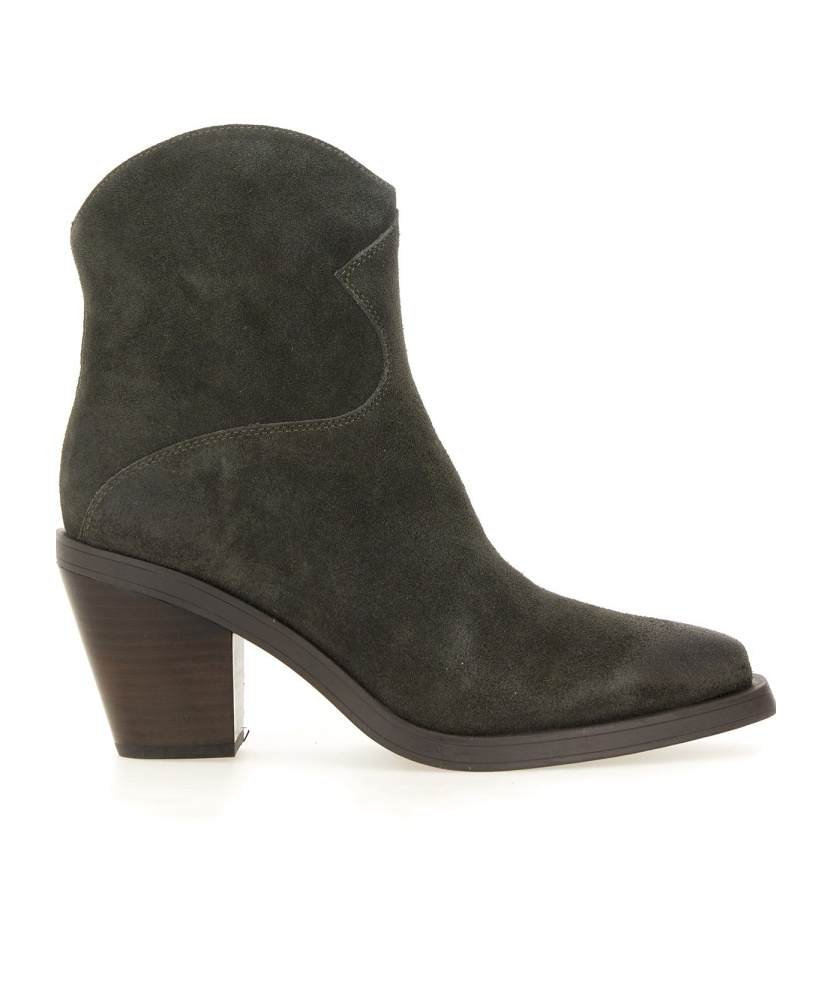 Ash Judy Texan Ankle Boots In Grey Suede In Black