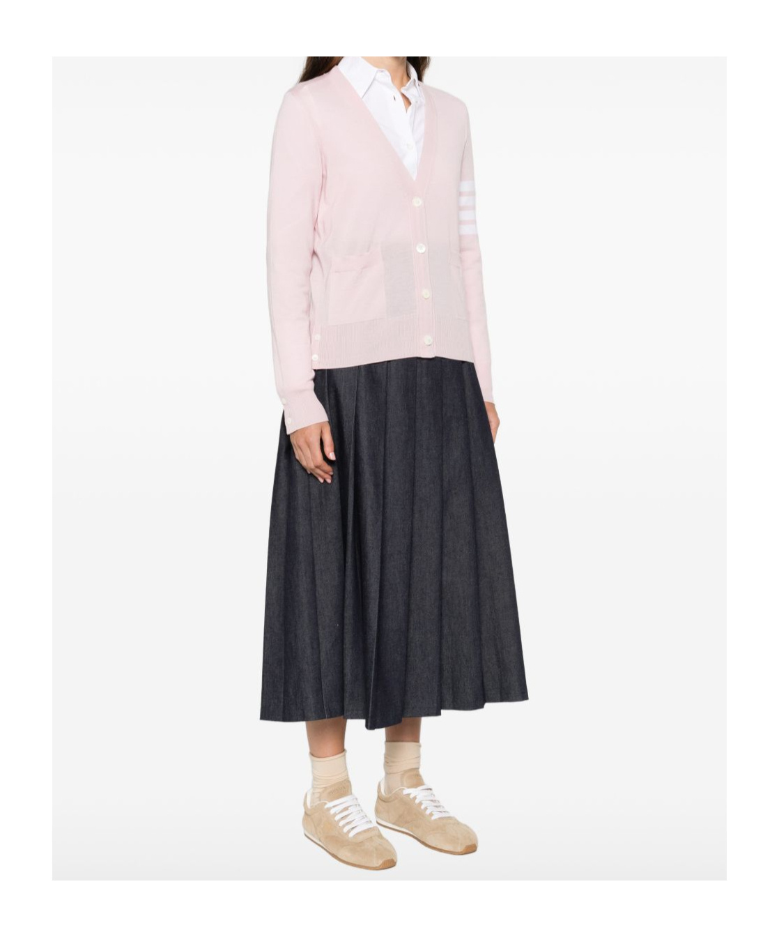 Thom Browne Pocket Stripe Sweater In Pink