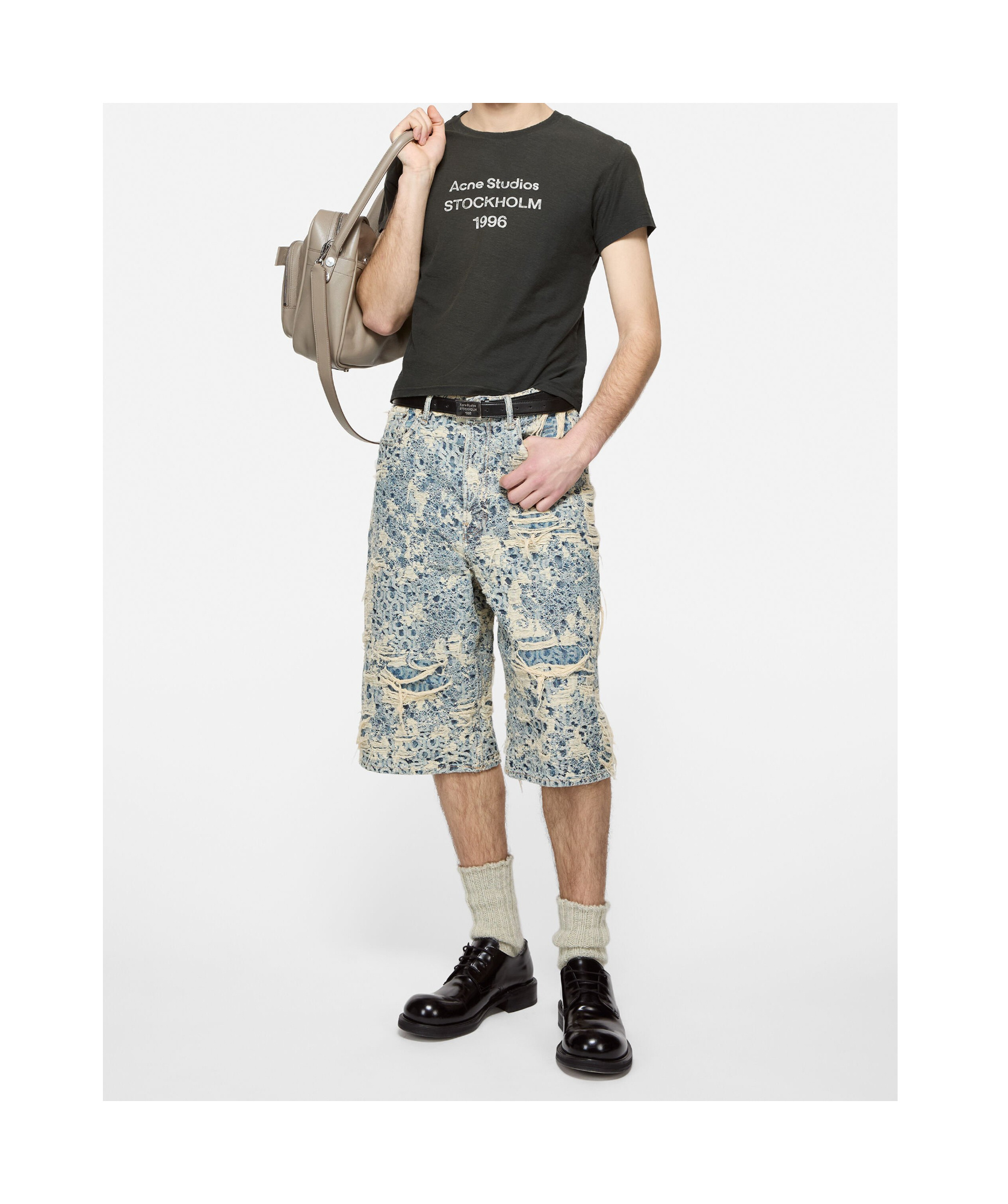 Acne Studios Exford Distressed Logo-print Cotton-jersey T-shirt In Black