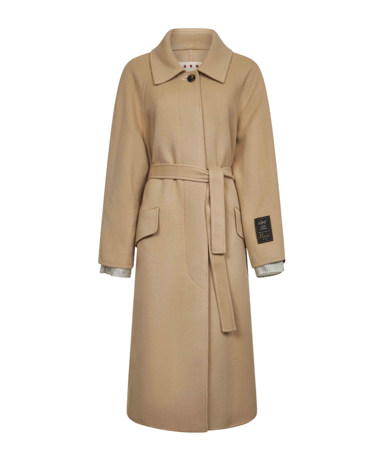 Marni Long Sleeve Coat In Brown