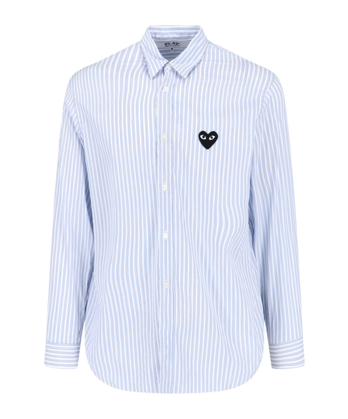 Comme Des Garçons Play Heart-patch Striped Shirt In Blue