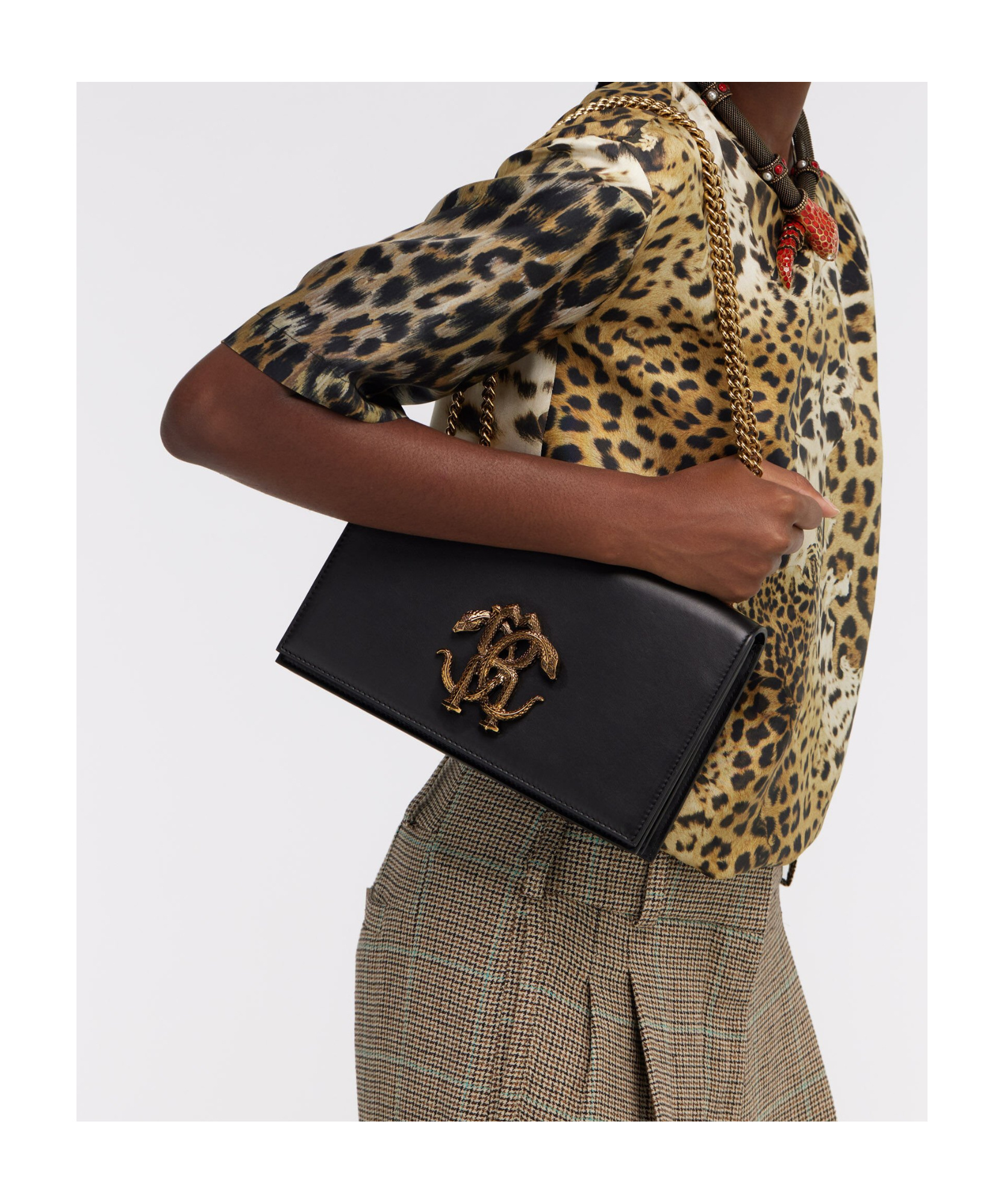 ROBERTO CAVALLI EMBELLISHED SHOULDER BAG 