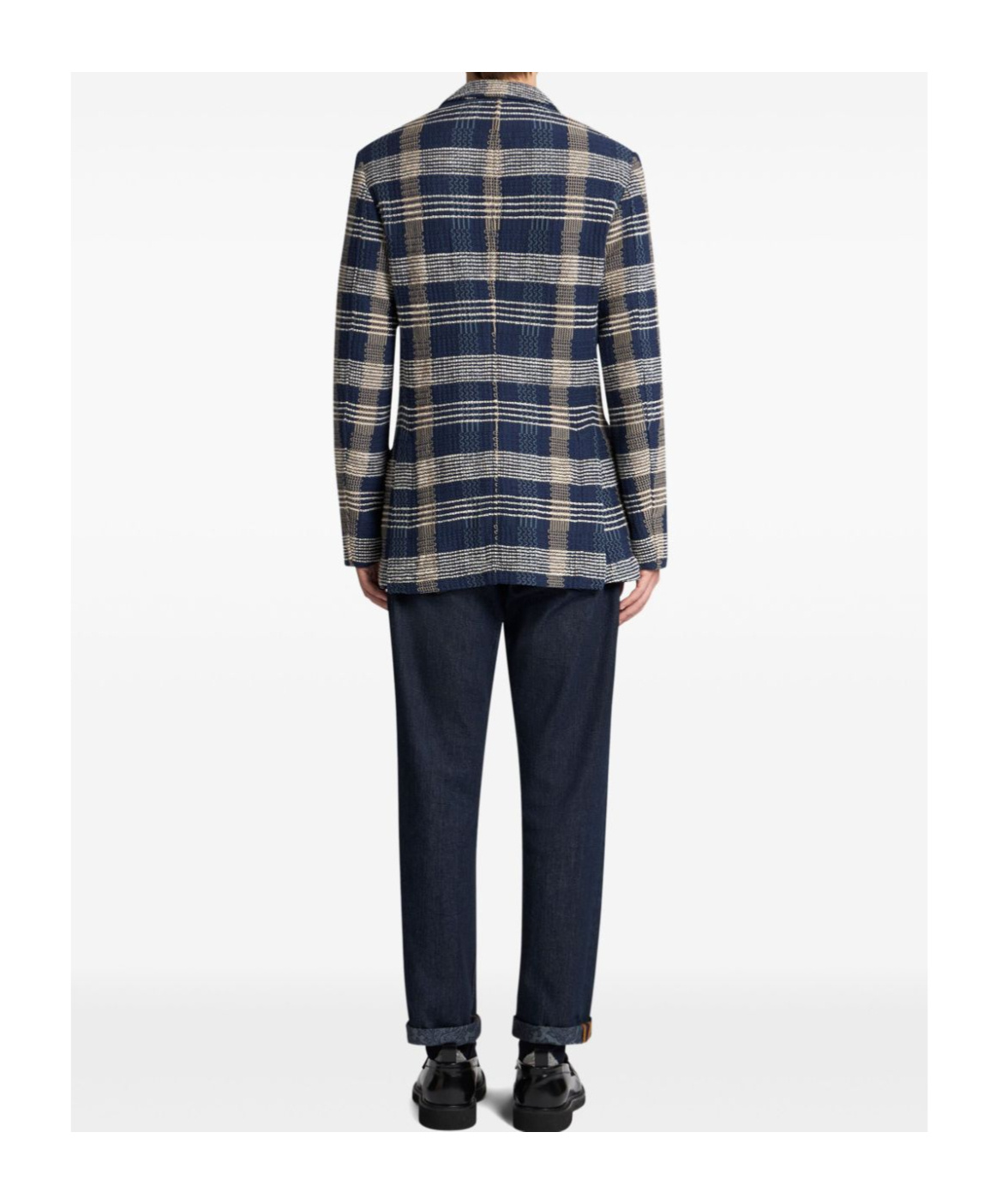 Etro Irregular Checked Knitted Suit In Black