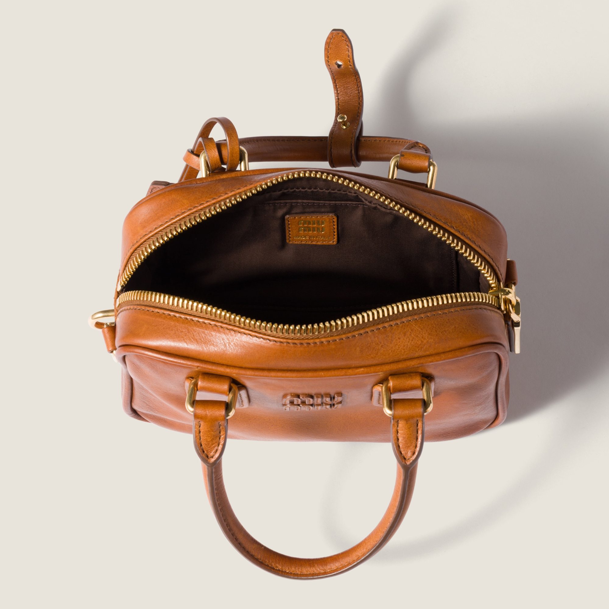 Miu Miu Arcadie Leather Bag In Brown