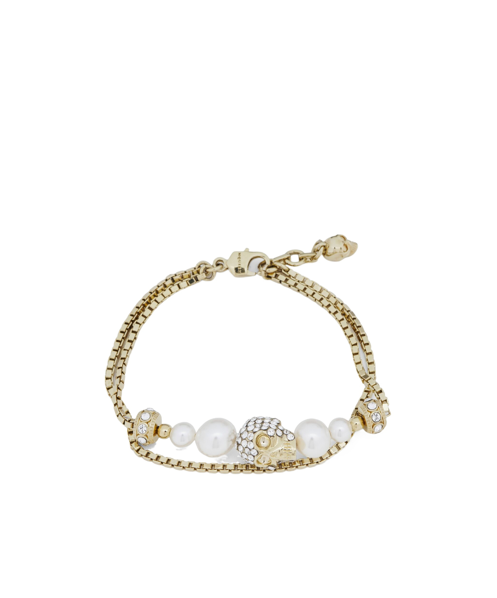 Alexander Mcqueen Skull And Pearl Chain Bracelet