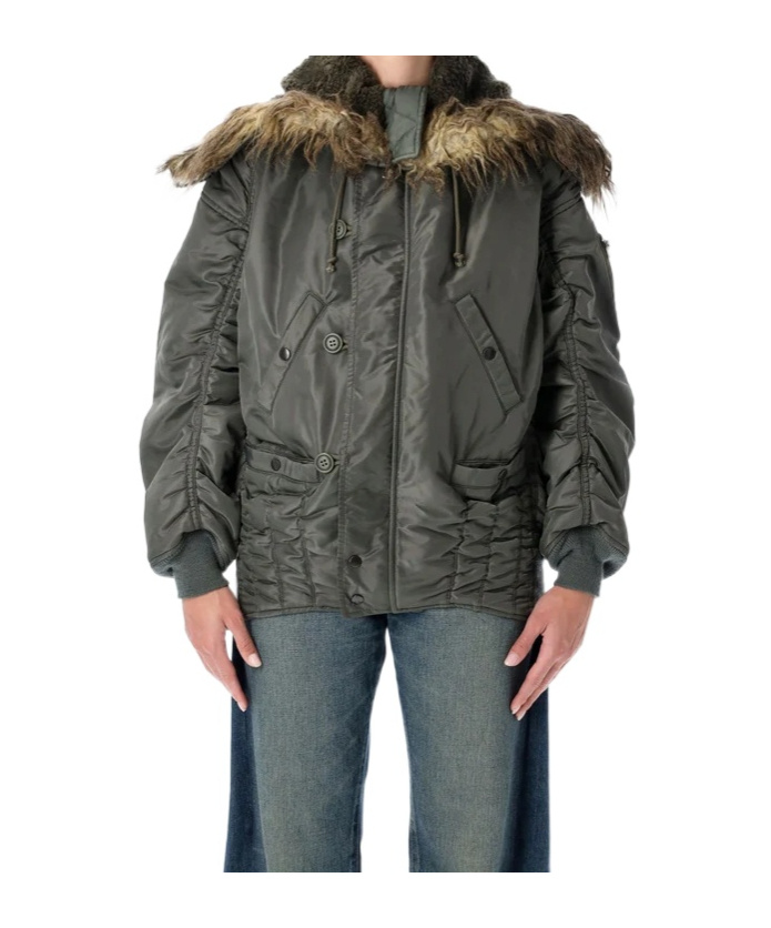 Junya Watanabe Oversized Military Bomber Jacket In Black