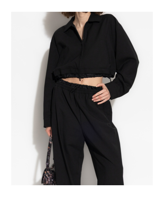 Diesel Cropped Jacket In Tailoring Fabric And Nylon In Black