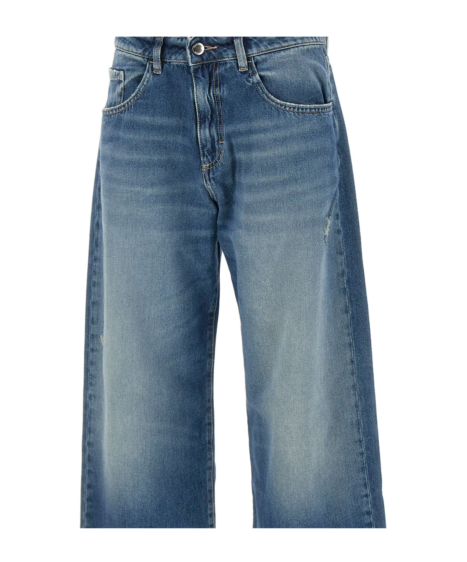 Icon Denim Poppy Blue Jeans With Medium Rise And Logo Patch On The Rear In Denim Woman