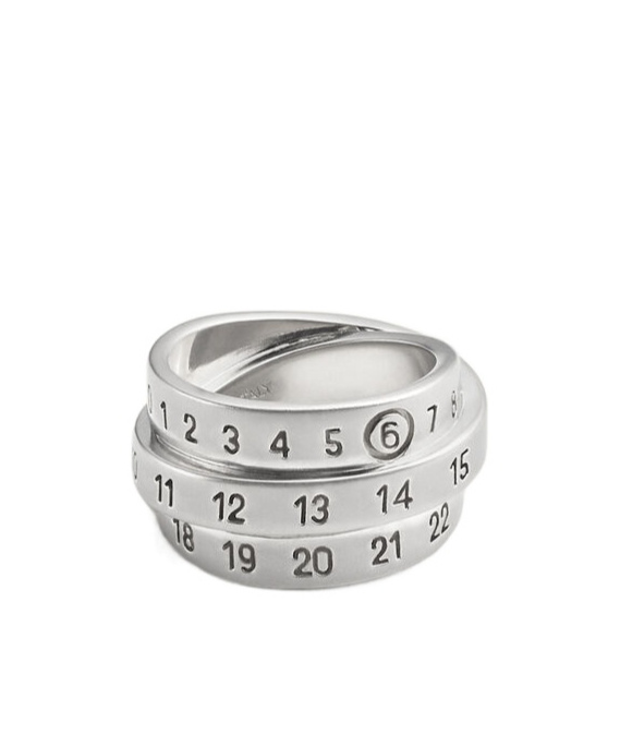 Mm6 Maison Margiela Numbers-motif Ring In Gray