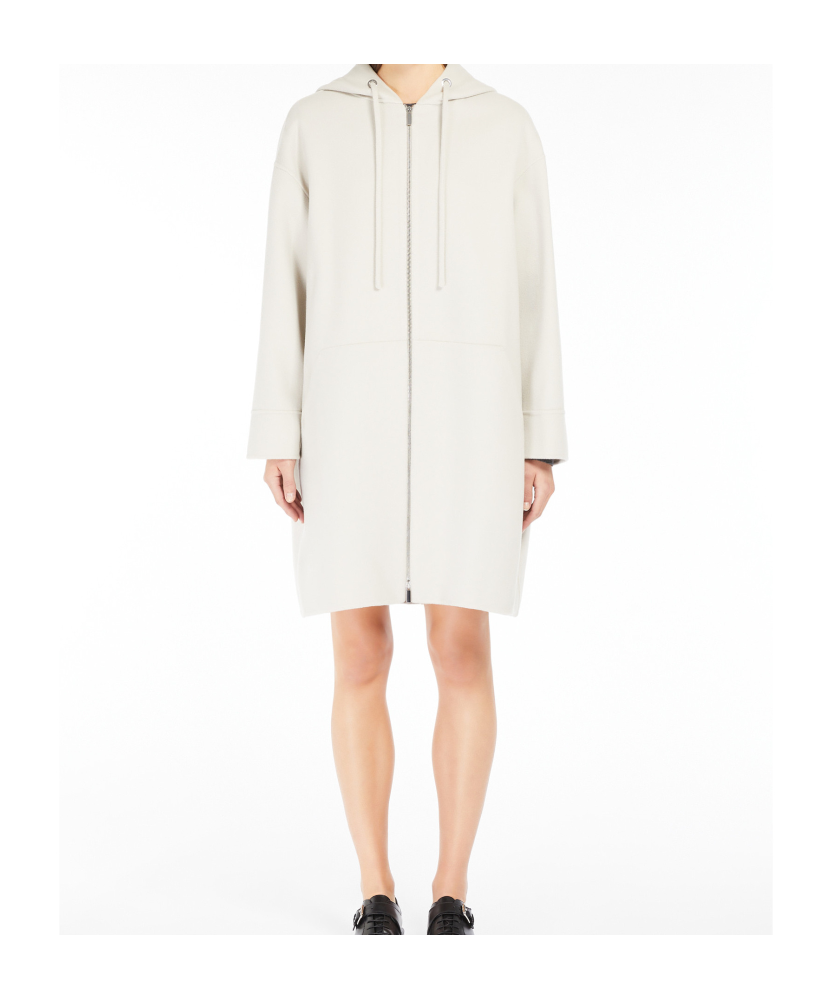 Max Mara Long-sleeved Wool Coat In White