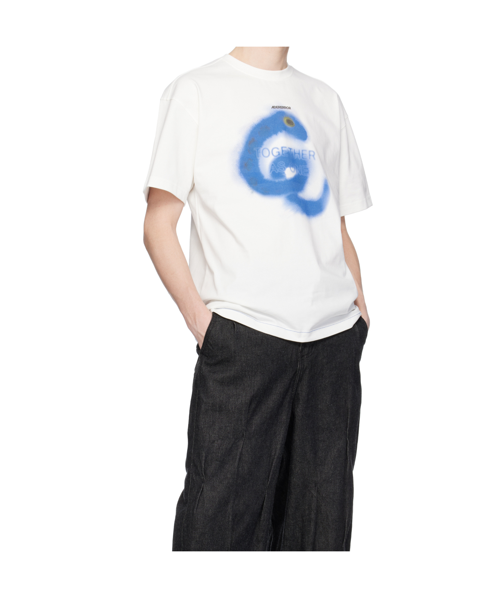 Ader Error Round Neck Short Sleeve T-shirt In White