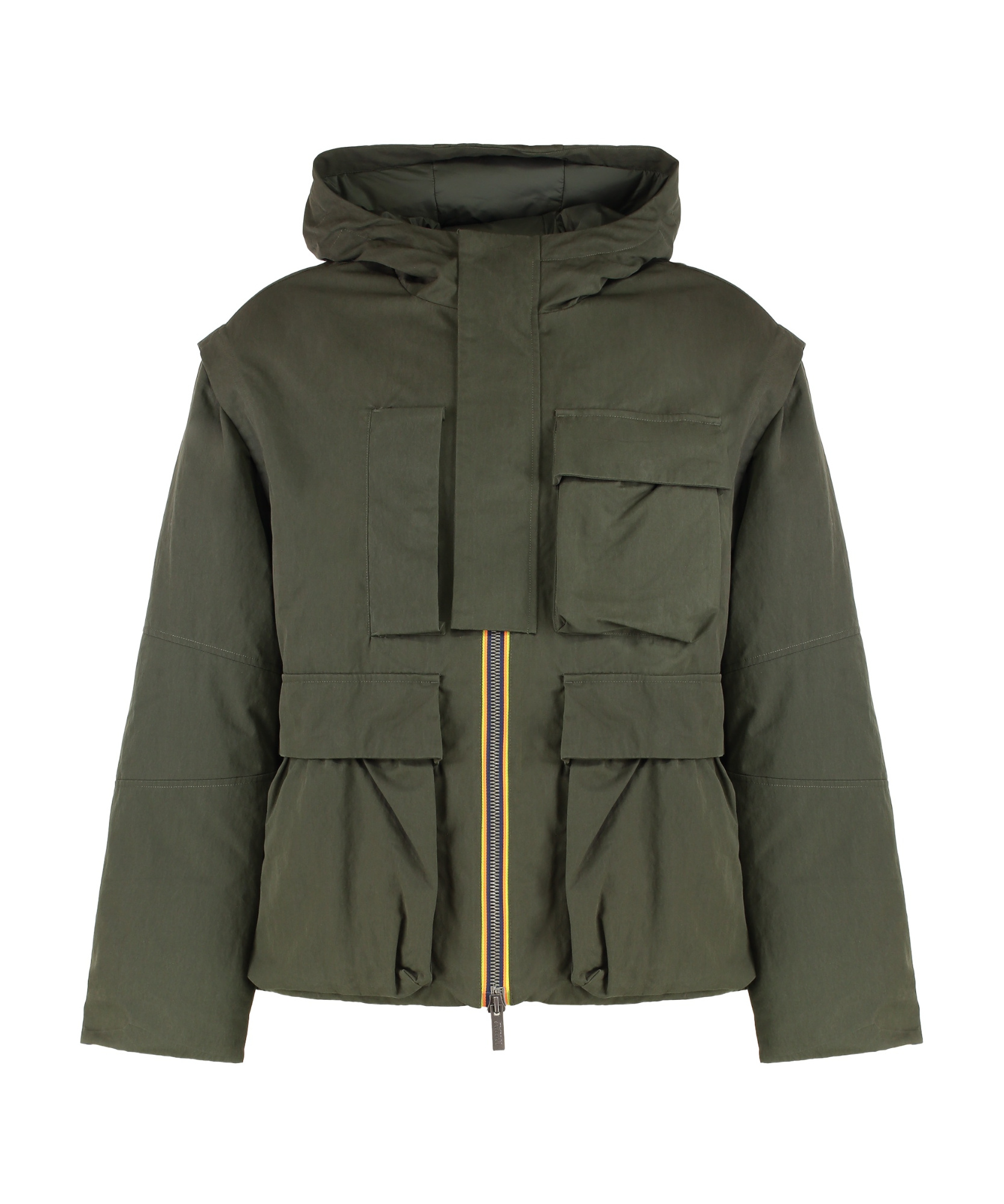K-way Short Parka Guillermo With Hood In Green