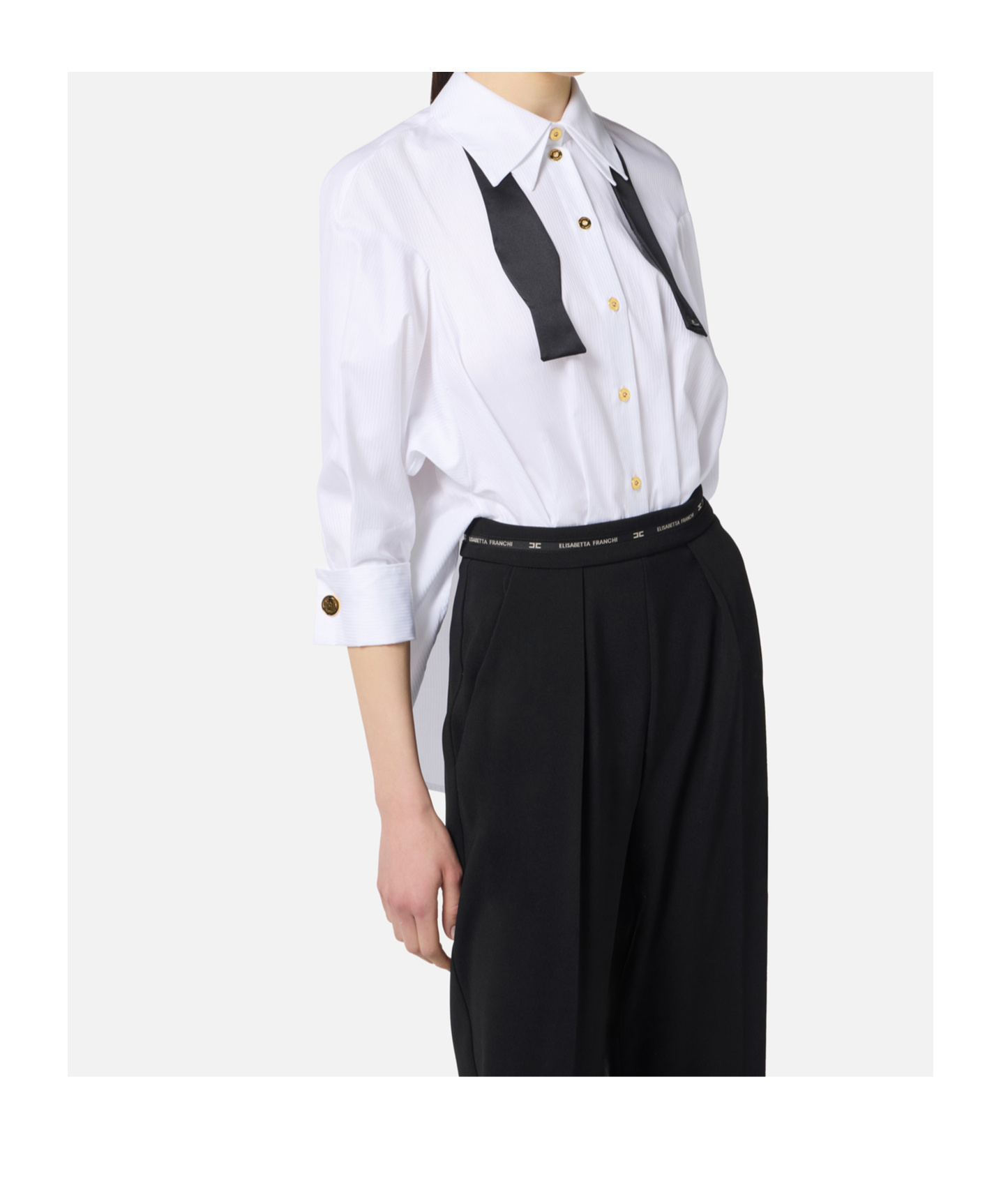 Elisabetta Franchi Lightweight Crêpe And Poplin Jumpsuit In Black