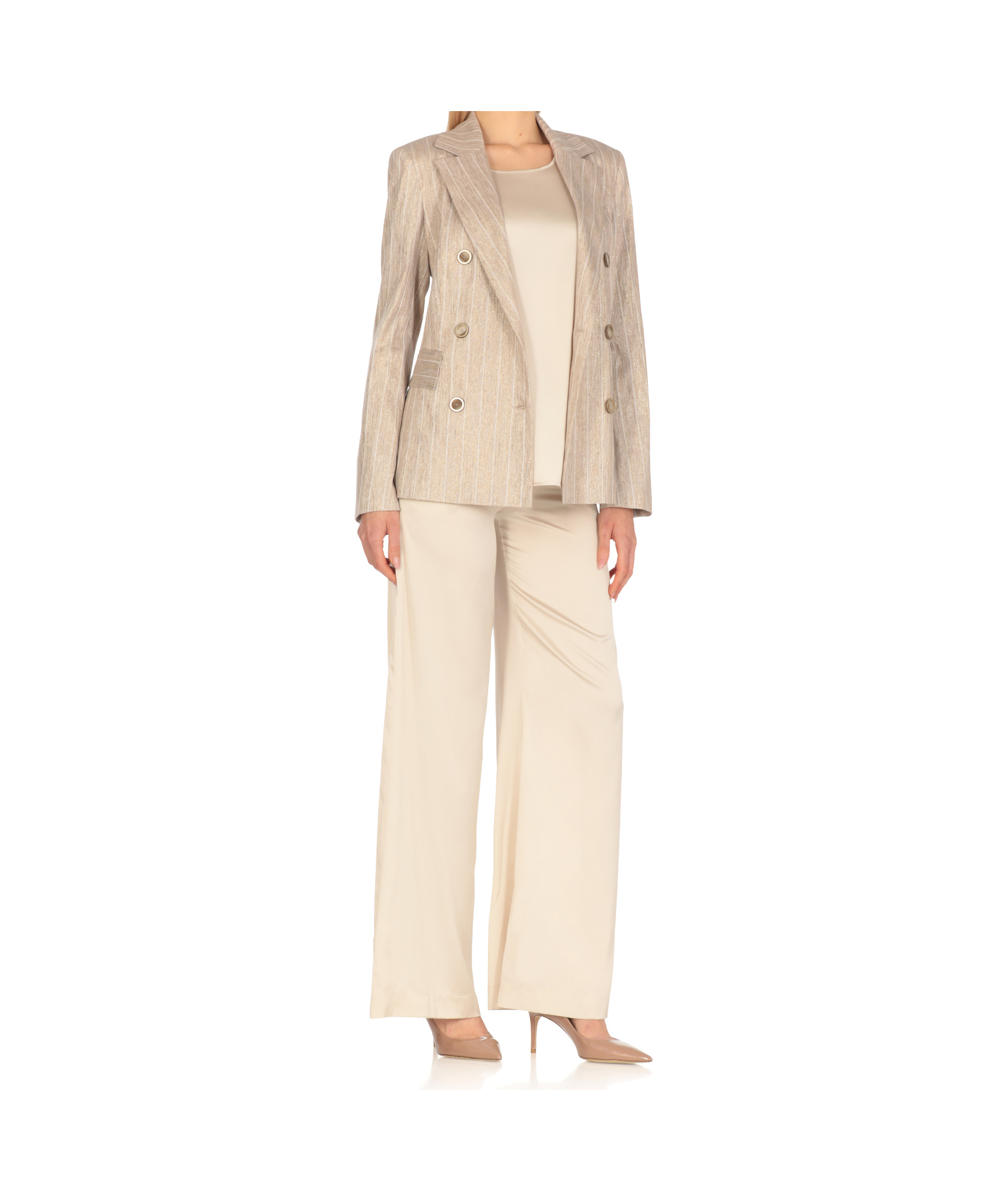 D Exterior D. Exterior Gold Viscose Blend Blazer In Neutral