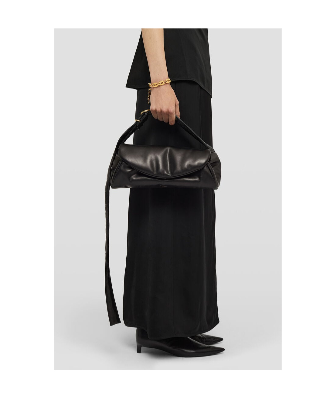 Jil Sander Small Cannolo Padded Shoulder Bag In Black
