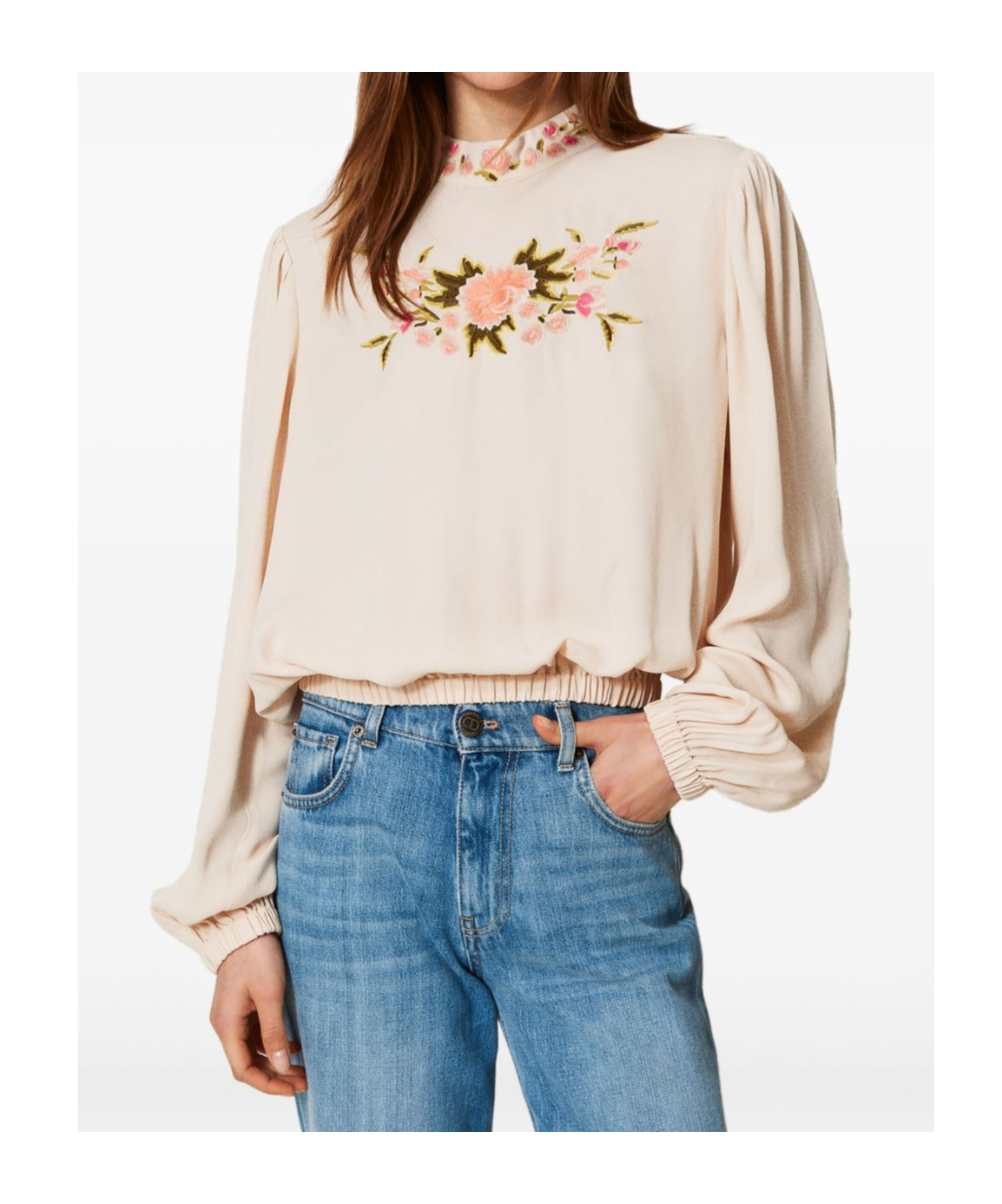 Shop Twinset Floral-embroidered Blouse