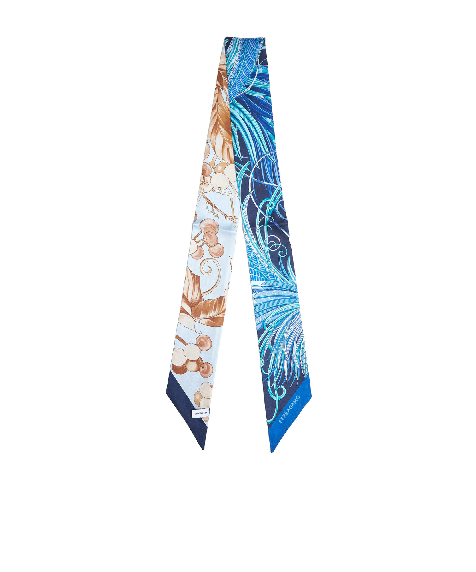 Ferragamo Printed Silk Scarf In Blue