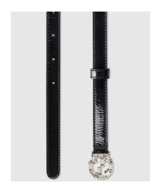 Gucci Thin Waist Belt With Round Interlocking G-button In Black