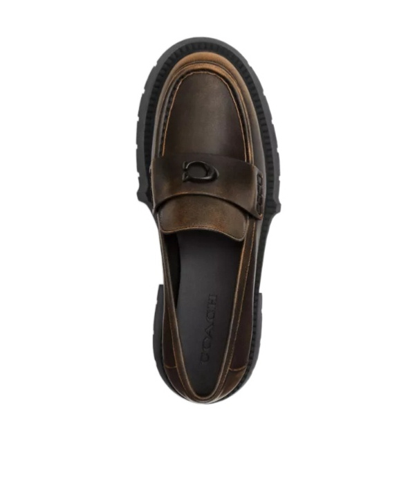 Coach Leah Platform Loafer In Loved Leather In Black
