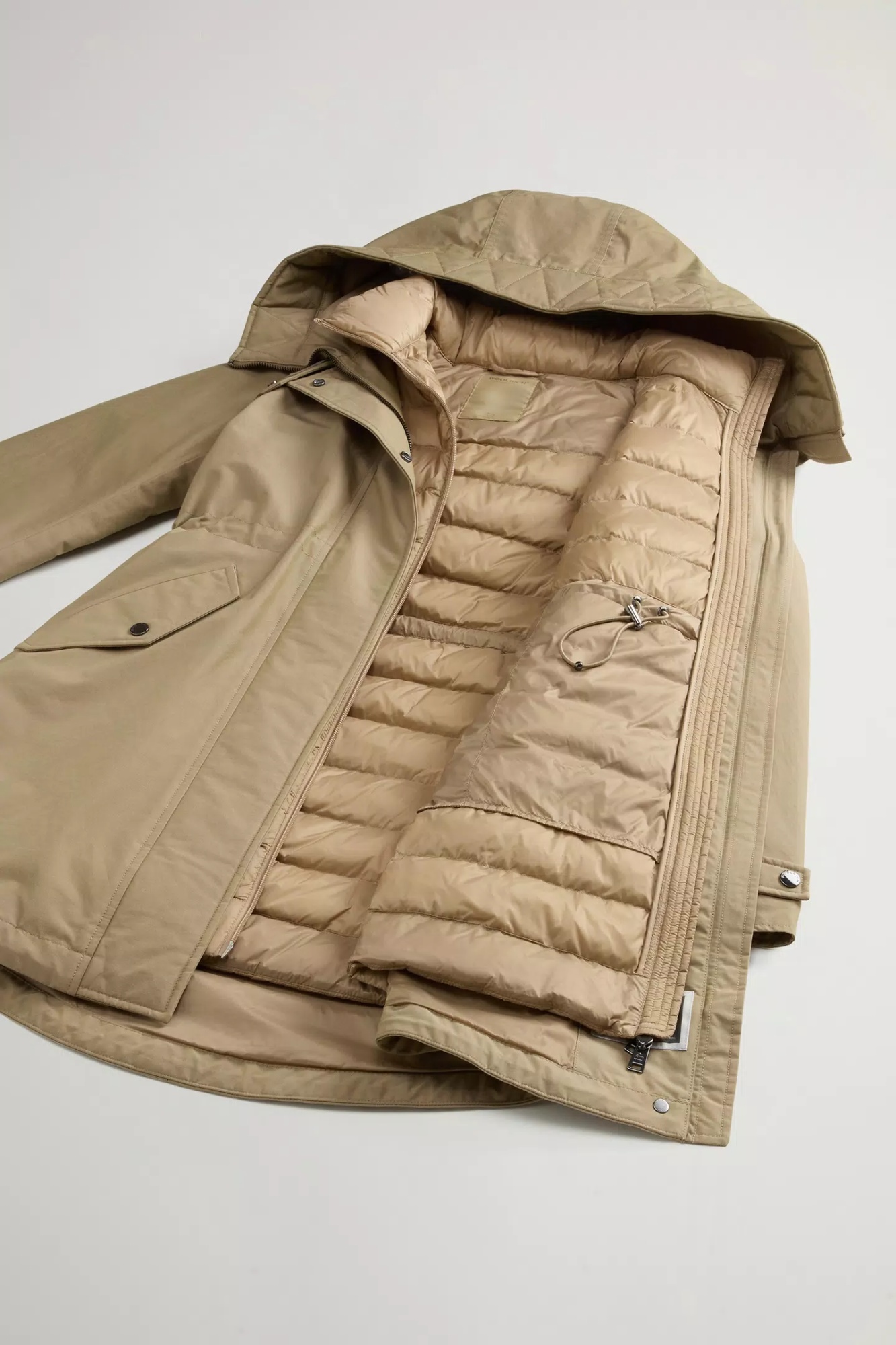 Woolrich Authentic Parka Coat In Neutral