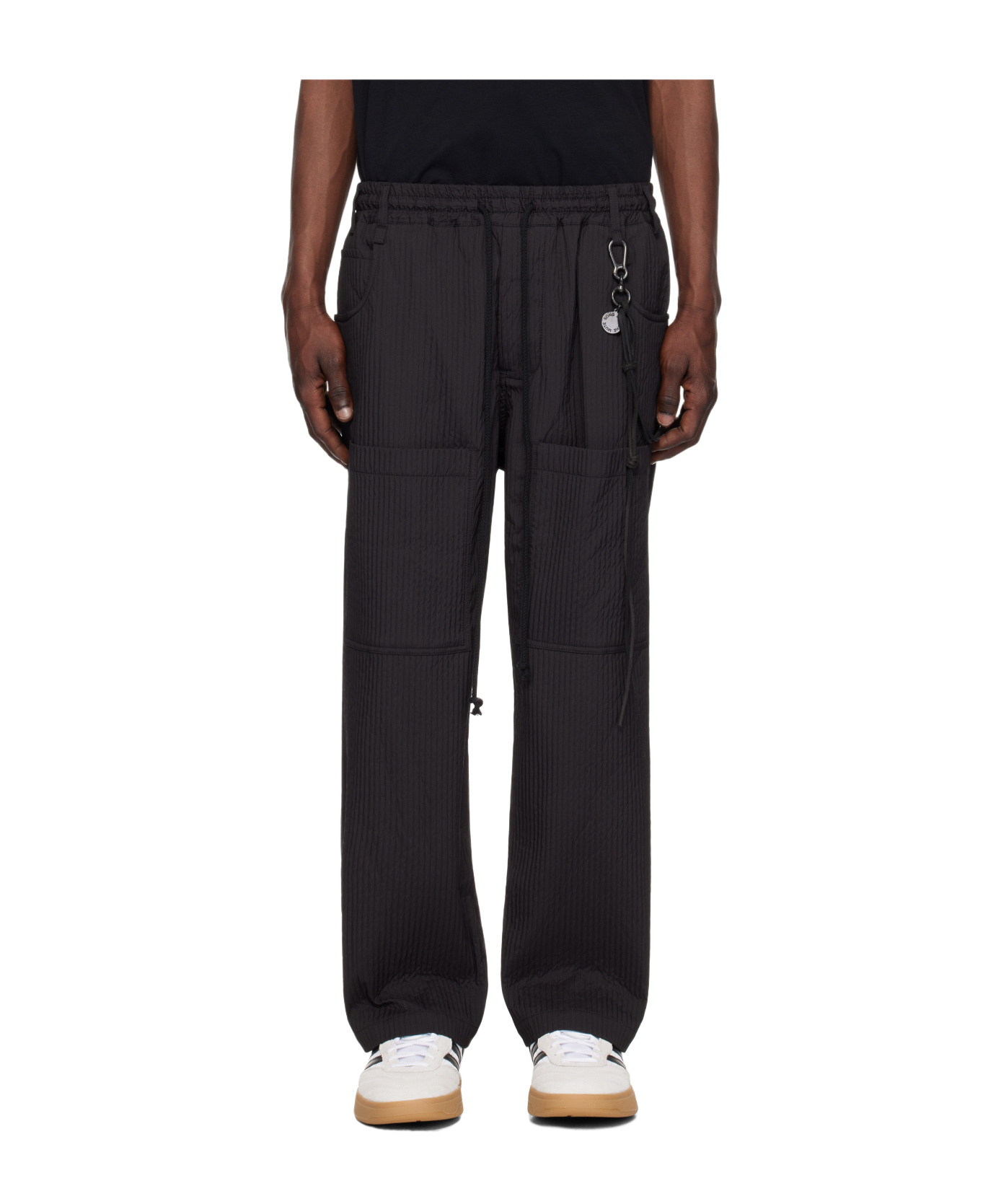 Song For The Mute Elastic Drawstring Casual Pants In Black