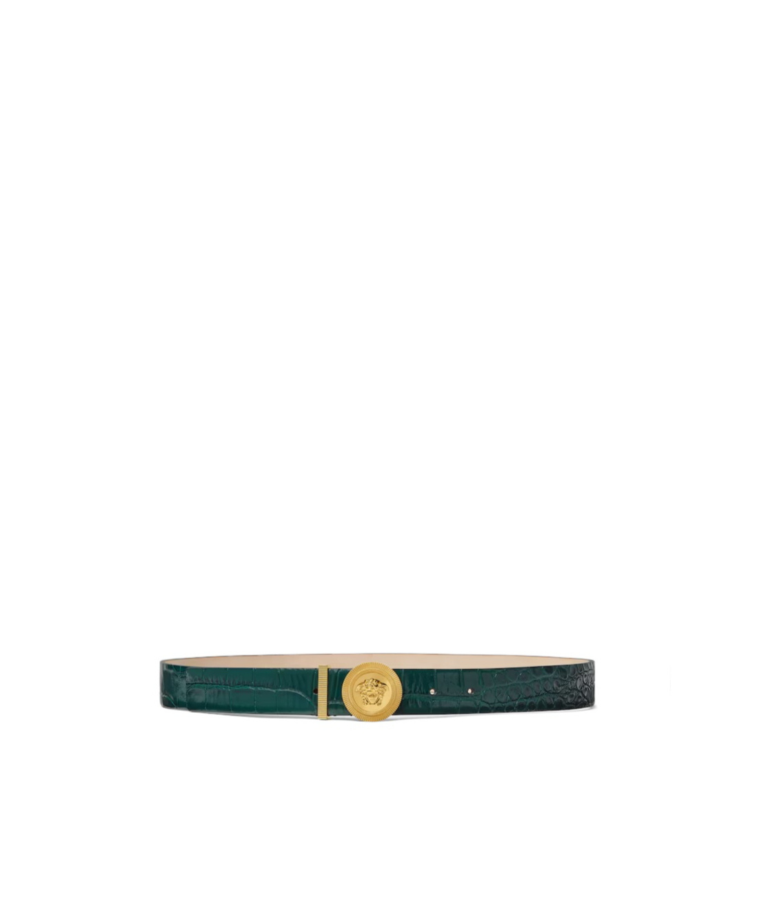 Versace Embossed Buckle Belt In Green